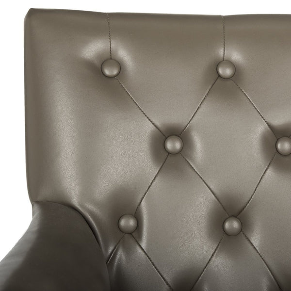 Safavieh Chambers Elegant Leather Office Chair With Biscuit Tufting, Black Trim & Smooth Casters For Style MCR4209A