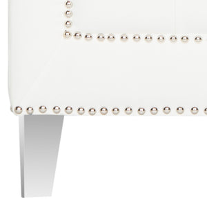 Safavieh Hollywood Glam Tufted Accent Chair – Plush White Upholstery, Acrylic Legs & Silver Nailhead Trim MCR4212A