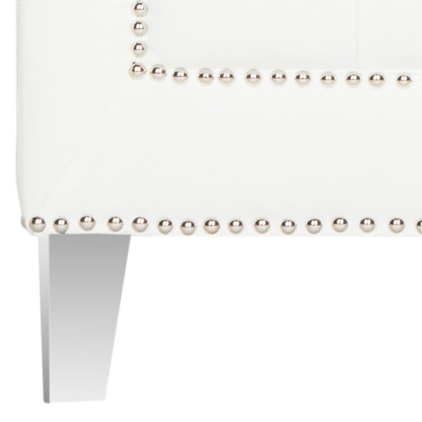 Safavieh Hollywood Glam Tufted Accent Chair – Plush White Upholstery, Acrylic Legs & Silver Nailhead Trim MCR4212A