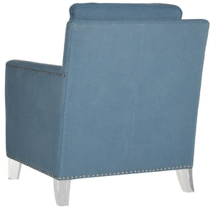 Safavieh Hollywood Glamorous Blue Acrylic Tufted Club Chair With Silver Nail Heads For Chic Living Spaces MCR4213B