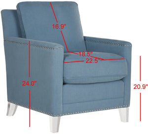 Safavieh Hollywood Glamorous Blue Acrylic Tufted Club Chair With Silver Nail Heads For Chic Living Spaces MCR4213B