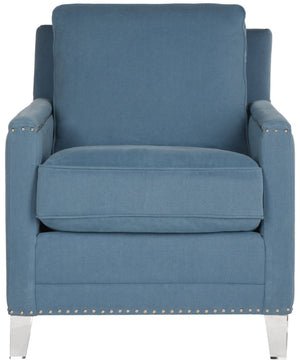 Safavieh Hollywood Glamorous Blue Acrylic Tufted Club Chair With Silver Nail Heads For Chic Living Spaces MCR4213B