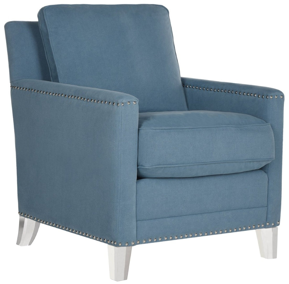 Safavieh Hollywood Glamorous Blue Acrylic Tufted Club Chair With Silver Nail Heads For Chic Living Spaces MCR4213B