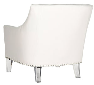 Safavieh Burbank Art Deco Club Chair In White - Elegant Cotton Upholstery & Acrylic Legs For Modern Spaces MCR4214A