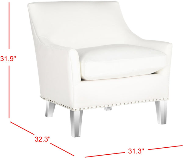 Safavieh Burbank Art Deco Club Chair In White - Elegant Cotton Upholstery & Acrylic Legs For Modern Spaces MCR4214A