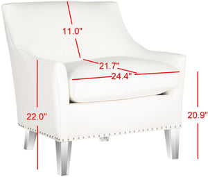 Safavieh Burbank Art Deco Club Chair In White - Elegant Cotton Upholstery & Acrylic Legs For Modern Spaces MCR4214A