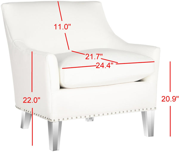 Safavieh Burbank Art Deco Club Chair In White - Elegant Cotton Upholstery & Acrylic Legs For Modern Spaces MCR4214A