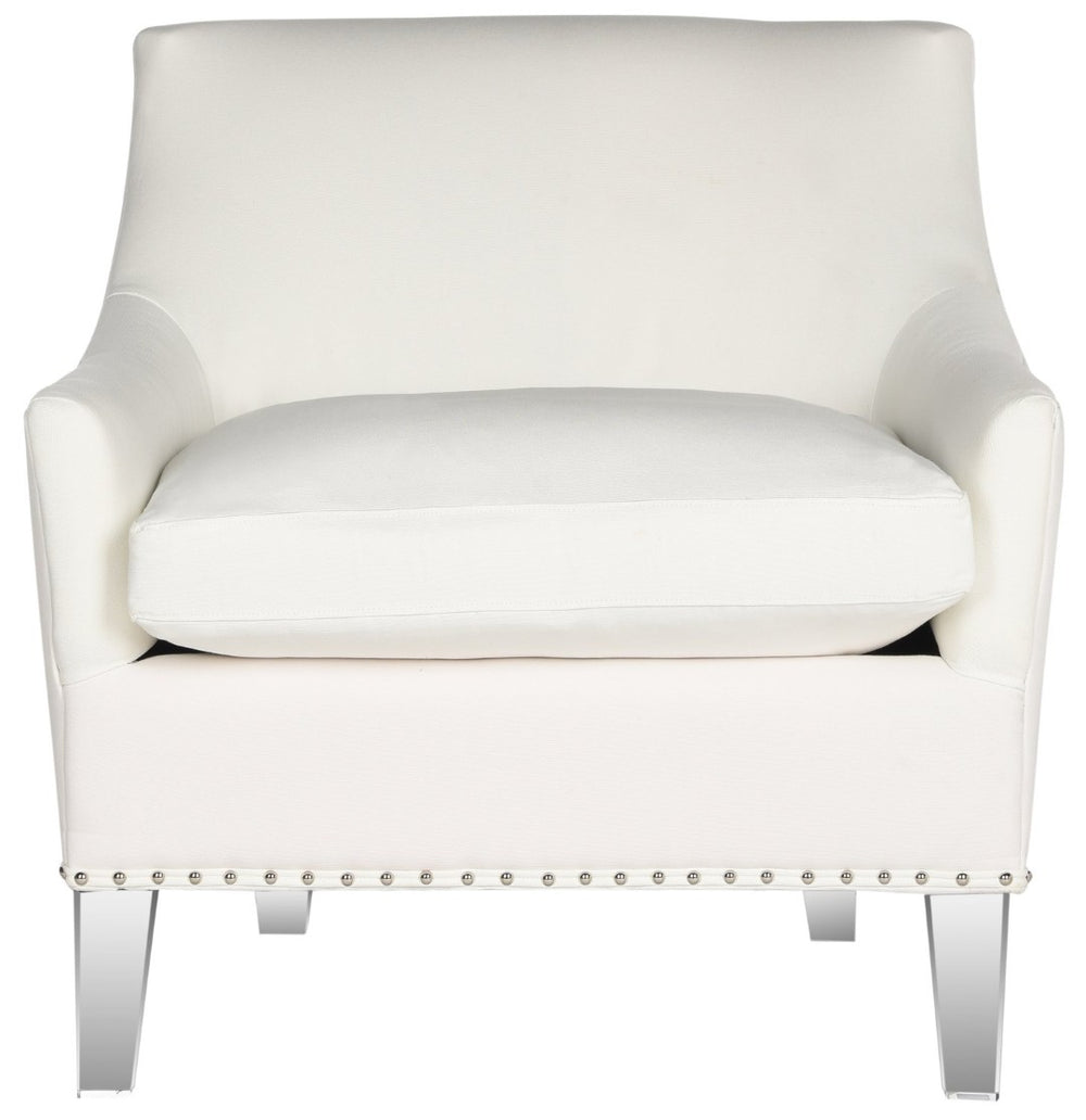 Safavieh Burbank Art Deco Club Chair In White - Elegant Cotton Upholstery & Acrylic Legs For Modern Spaces MCR4214A