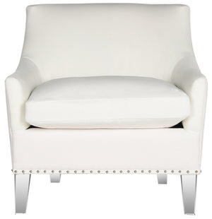 Safavieh Burbank Art Deco Club Chair In White - Elegant Cotton Upholstery & Acrylic Legs For Modern Spaces MCR4214A