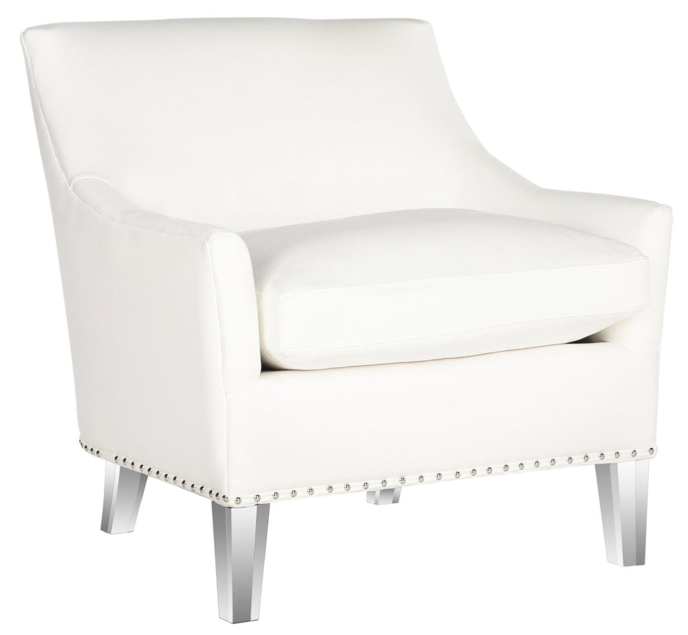 Safavieh Burbank Art Deco Club Chair In White - Elegant Cotton Upholstery & Acrylic Legs For Modern Spaces MCR4214A