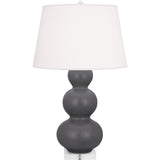 Robert Abbey Matte Ash Triple Gourd Table Lamp Matte Ash Glazed Ceramic with Lucite Base Pearl Dupioni Fabric Shade