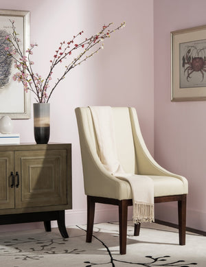 Safavieh Crème Leather Sloping Armchair - Timeless Elegance For Living Rooms & Bedrooms, Luxurious Comfort MCR4500A