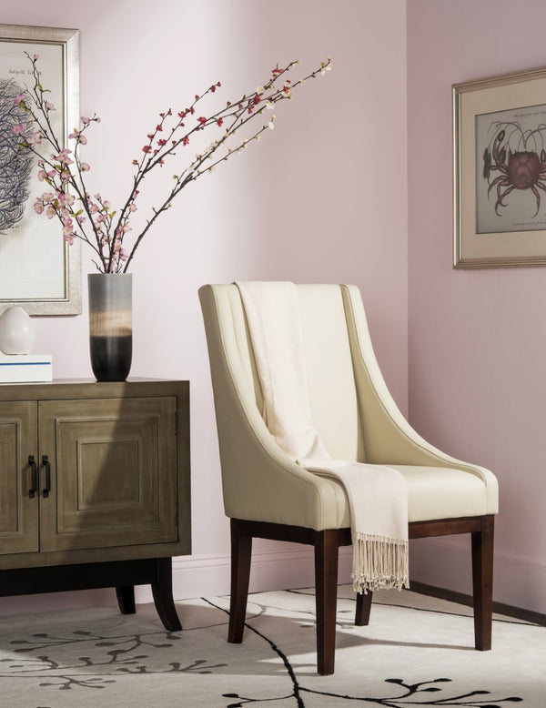 Safavieh Crème Leather Sloping Armchair - Timeless Elegance For Living Rooms & Bedrooms, Luxurious Comfort MCR4500A