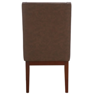 Safavieh Brown Leather Sloping Armchair - Elegant Comfort With Dark Cherry Legs, Perfect For Any Interior Style MCR4500C