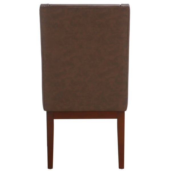 Safavieh Brown Leather Sloping Armchair - Elegant Comfort With Dark Cherry Legs, Perfect For Any Interior Style MCR4500C