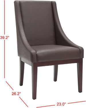 Safavieh Brown Leather Sloping Armchair - Elegant Comfort With Dark Cherry Legs, Perfect For Any Interior Style MCR4500C