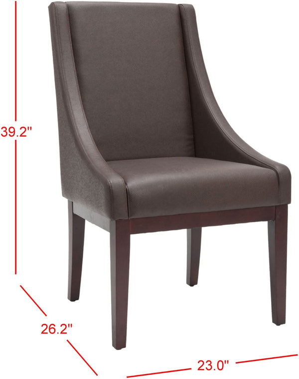 Safavieh Brown Leather Sloping Armchair - Elegant Comfort With Dark Cherry Legs, Perfect For Any Interior Style MCR4500C
