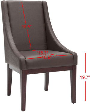 Safavieh Brown Leather Sloping Armchair - Elegant Comfort With Dark Cherry Legs, Perfect For Any Interior Style MCR4500C