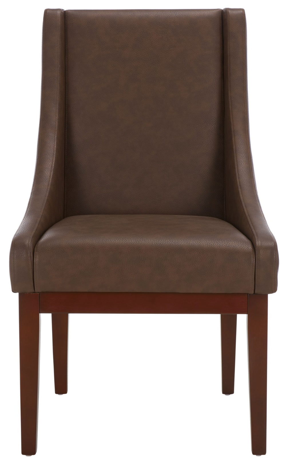 Safavieh Brown Leather Sloping Armchair - Elegant Comfort With Dark Cherry Legs, Perfect For Any Interior Style MCR4500C