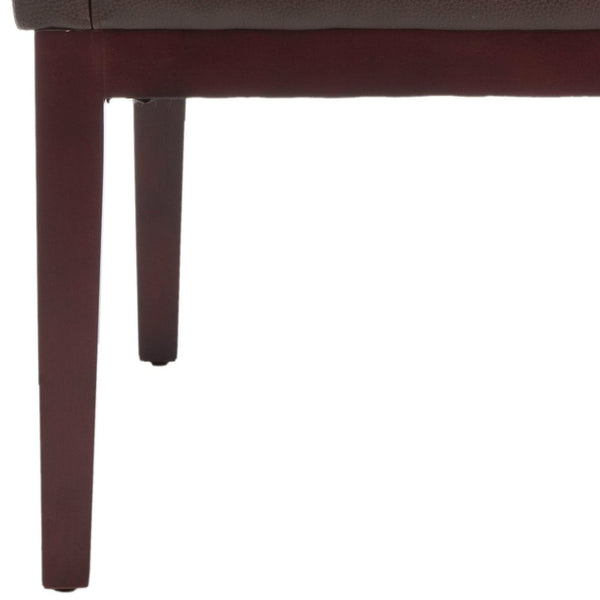 Safavieh Brown Leather Sloping Armchair - Elegant Comfort With Dark Cherry Legs, Perfect For Any Interior Style MCR4500C