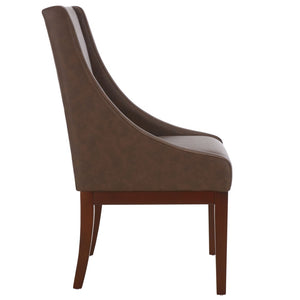 Safavieh Brown Leather Sloping Armchair - Elegant Comfort With Dark Cherry Legs, Perfect For Any Interior Style MCR4500C