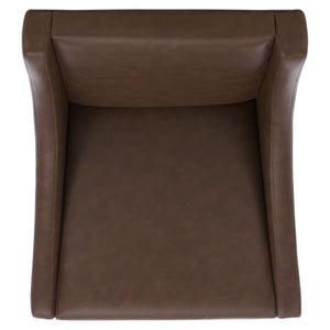 Safavieh Brown Leather Sloping Armchair - Elegant Comfort With Dark Cherry Legs, Perfect For Any Interior Style MCR4500C