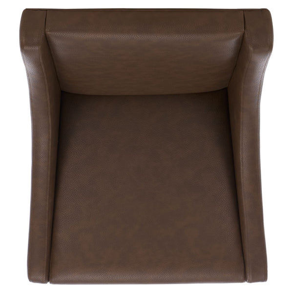 Safavieh Brown Leather Sloping Armchair - Elegant Comfort With Dark Cherry Legs, Perfect For Any Interior Style MCR4500C