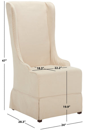 Safavieh Becall 20''H Slipcover Dining Chair - Elegant Cream Linen, Cherry Mahogany Legs For Timeless Style Creme MCR4501C