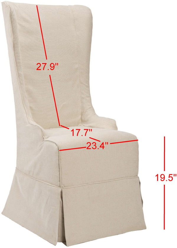Safavieh Becall 20''H Slipcover Dining Chair - Elegant Cream Linen, Cherry Mahogany Legs For Timeless Style Creme MCR4501C