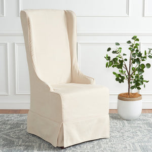 Safavieh Becall 20''H Slipcover Dining Chair - Elegant Cream Linen, Cherry Mahogany Legs For Timeless Style Creme MCR4501C