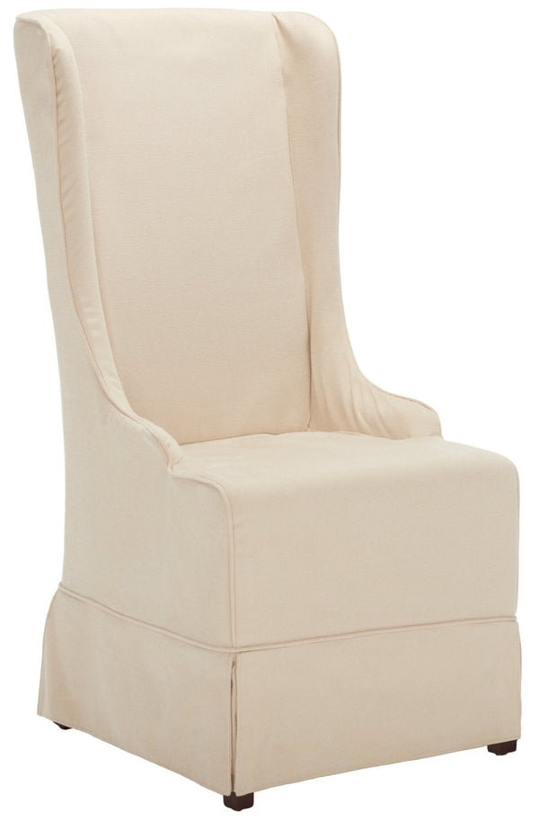 Safavieh Becall 20''H Slipcover Dining Chair - Elegant Cream Linen, Cherry Mahogany Legs For Timeless Style Creme MCR4501C
