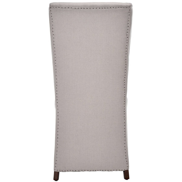 Safavieh Becall 20''H Linen Dining Chair With Flat Nail Heads – Elegant Taupe Upholstery & Mahogany Legs MCR4501E