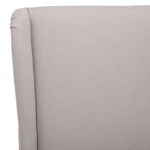 Safavieh Becall 20''H Linen Dining Chair With Flat Nail Heads – Elegant Taupe Upholstery & Mahogany Legs MCR4501E