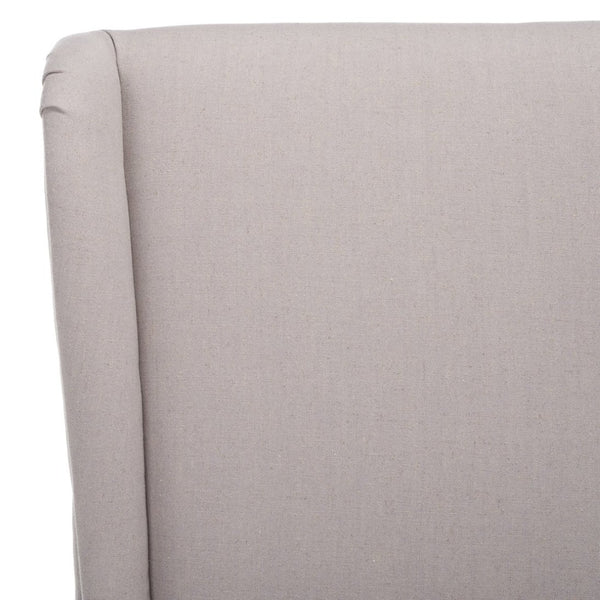 Safavieh Becall 20''H Linen Dining Chair With Flat Nail Heads – Elegant Taupe Upholstery & Mahogany Legs MCR4501E