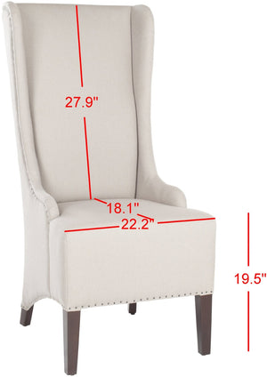 Safavieh Becall 20''H Linen Dining Chair With Flat Nail Heads – Elegant Taupe Upholstery & Mahogany Legs MCR4501E