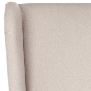 Safavieh Becall 20''H Linen Dining Chair With Flat Nail Heads – Elegant Taupe Upholstery & Mahogany Legs MCR4501E