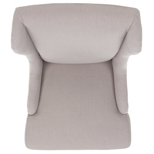 Safavieh Becall 20''H Linen Dining Chair With Flat Nail Heads – Elegant Taupe Upholstery & Mahogany Legs MCR4501E