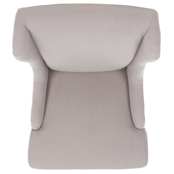 Safavieh Becall 20''H Linen Dining Chair With Flat Nail Heads – Elegant Taupe Upholstery & Mahogany Legs MCR4501E