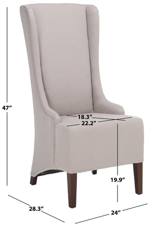 Safavieh Becall 20''H Taupe Linen Dining Chair With Silver Nailheads - Elegant Comfort For Your Space MCR4501F