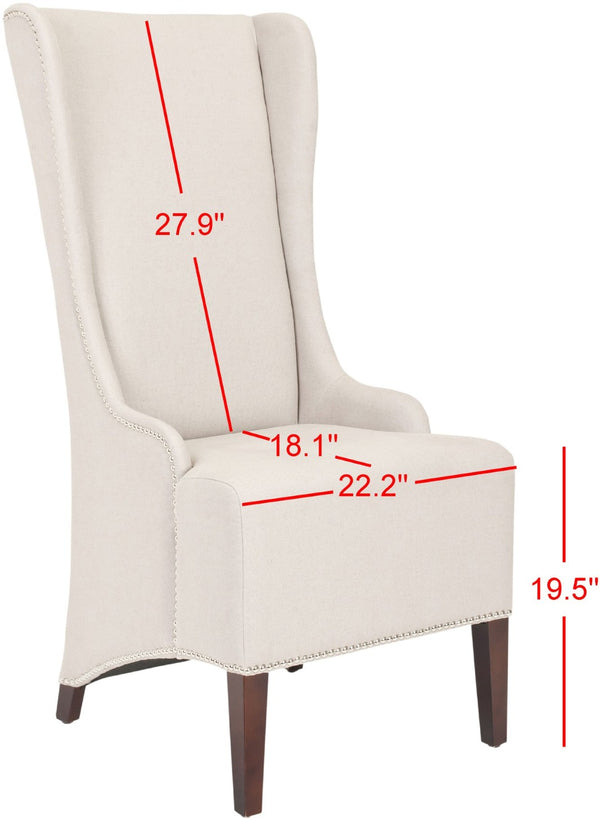Safavieh Becall 20''H Taupe Linen Dining Chair With Silver Nailheads - Elegant Comfort For Your Space MCR4501F