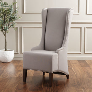 Safavieh Becall 20''H Taupe Linen Dining Chair With Silver Nailheads - Elegant Comfort For Your Space MCR4501F
