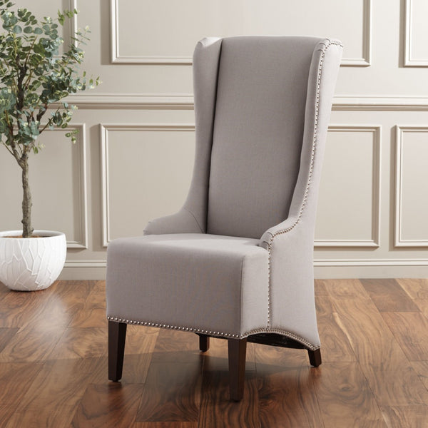 Safavieh Becall 20''H Taupe Linen Dining Chair With Silver Nailheads - Elegant Comfort For Your Space MCR4501F
