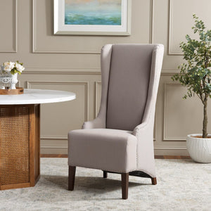 Safavieh Becall 20''H Taupe Linen Dining Chair With Silver Nailheads - Elegant Comfort For Your Space MCR4501F