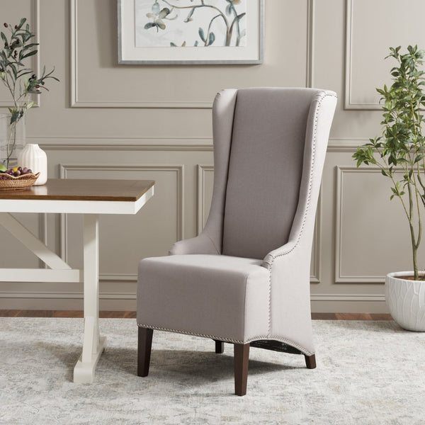 Safavieh Becall 20''H Taupe Linen Dining Chair With Silver Nailheads - Elegant Comfort For Your Space MCR4501F