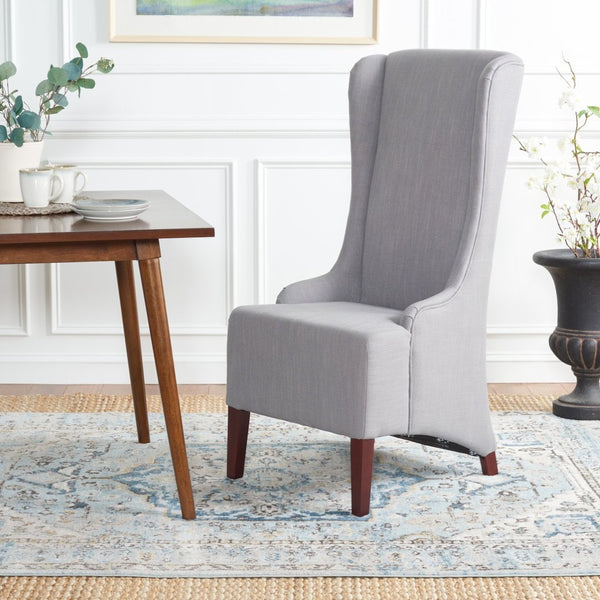 Safavieh Becall 20''H Slipcover Dining Chair - Elegant Cream Linen, Cherry Mahogany Legs For Timeless Style Arctic Grey MCR4501G