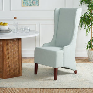 Safavieh Becall 20''H Slipcover Dining Chair - Elegant Cream Linen, Cherry Mahogany Legs For Timeless Style Seafoam Green MCR4501J