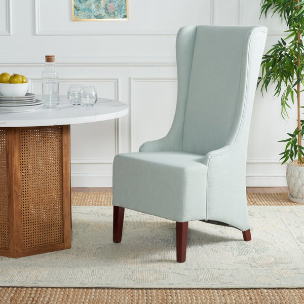 Safavieh Becall 20''H Slipcover Dining Chair - Elegant Cream Linen, Cherry Mahogany Legs For Timeless Style Seafoam Green MCR4501J