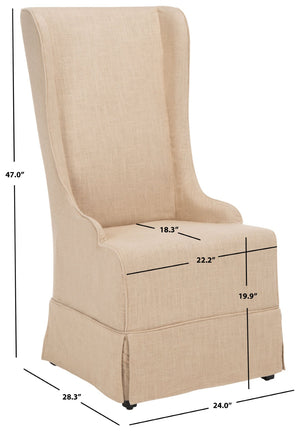 Safavieh Becall 20''H Slipcover Dining Chair - Elegant Cream Linen, Cherry Mahogany Legs For Timeless Style Hemp MCR4501L