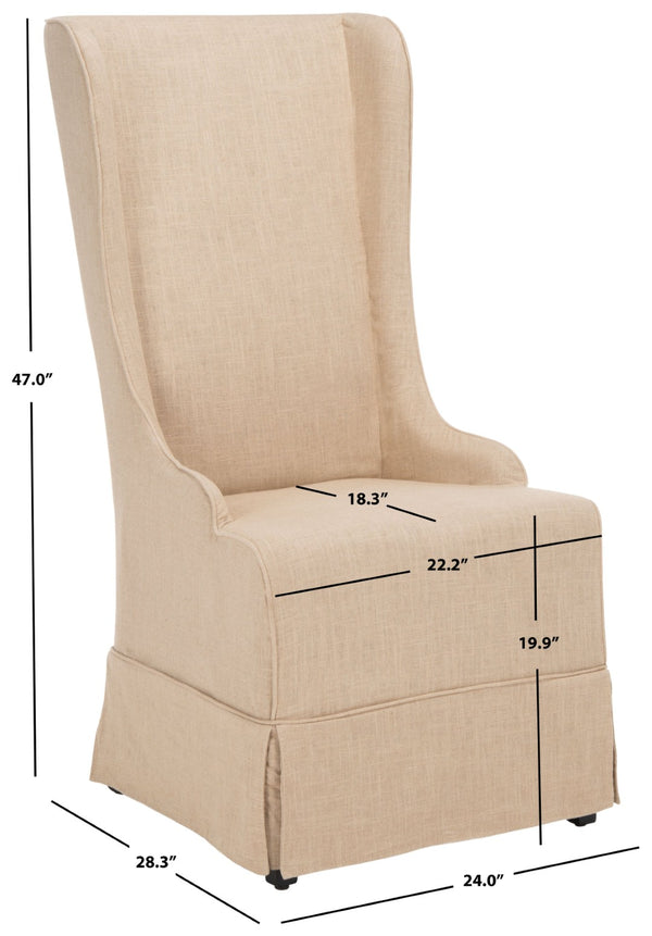 Safavieh Becall 20''H Slipcover Dining Chair - Elegant Cream Linen, Cherry Mahogany Legs For Timeless Style Hemp MCR4501L