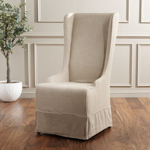 Safavieh Becall 20''H Slipcover Dining Chair - Elegant Cream Linen, Cherry Mahogany Legs For Timeless Style Hemp MCR4501L